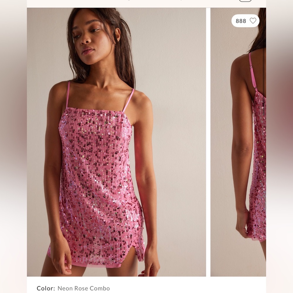free people pink sequin Slip Dress